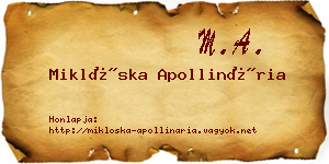 Miklóska Apollinária névjegykártya